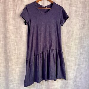 WILT Clothing Cotton Short Sleeve Slant Hem Shirt Dress Blue Size Small